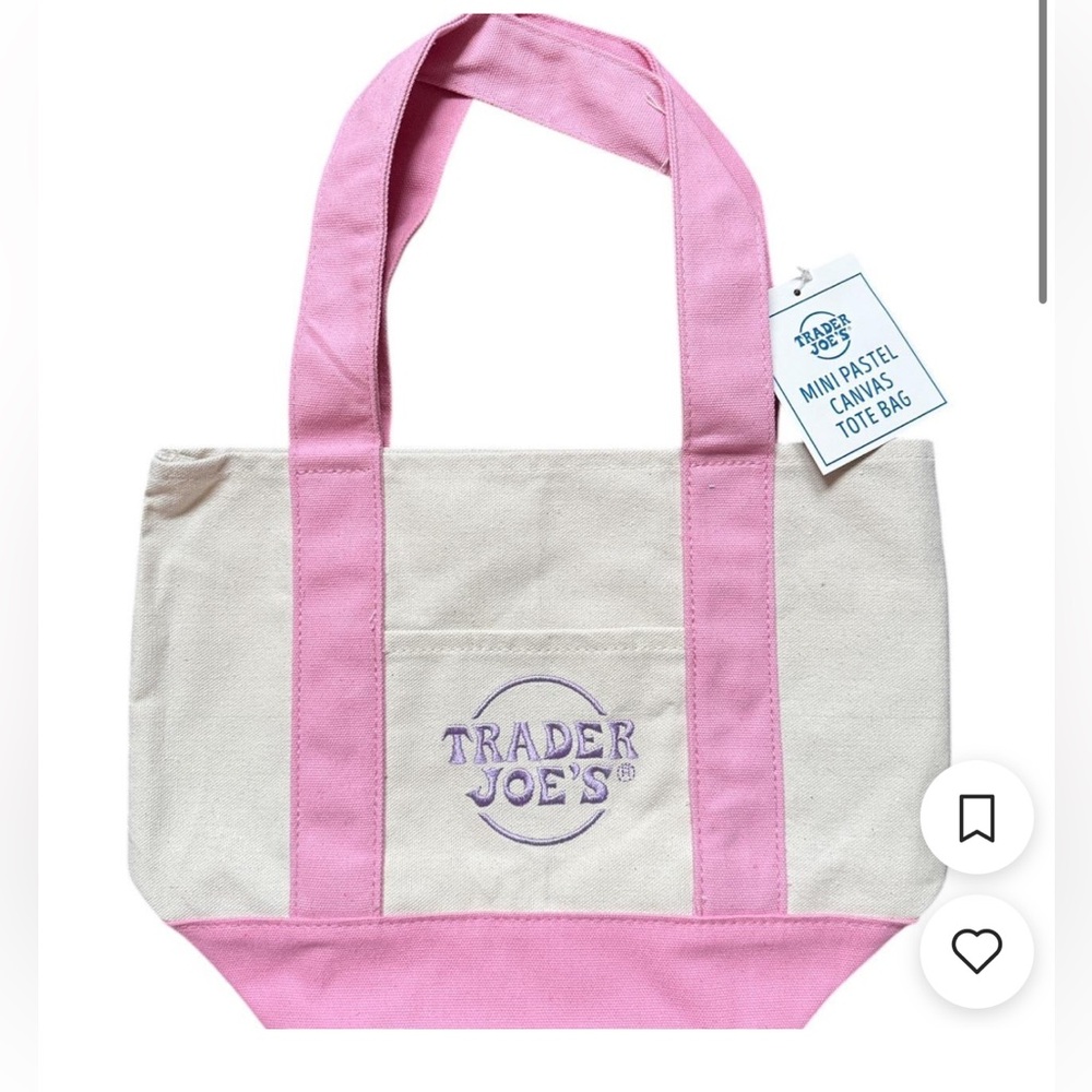 Trader Joe's Mini Pastel Canvas Tote Bag- Pink